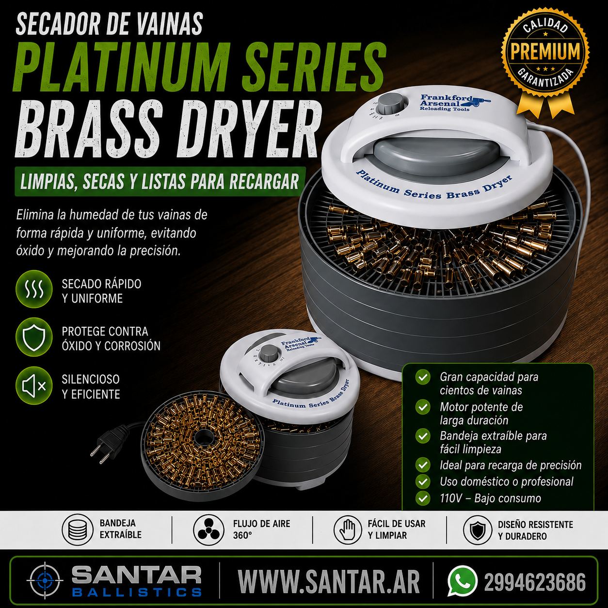 SECADOR DE VAINAS FRANKFORD DE 6 BANDEJAS - Santar Ballistics