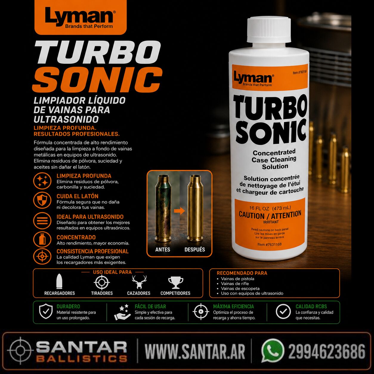 Liquido Limpiador lyman para ultrasonido - Santar Ballistics