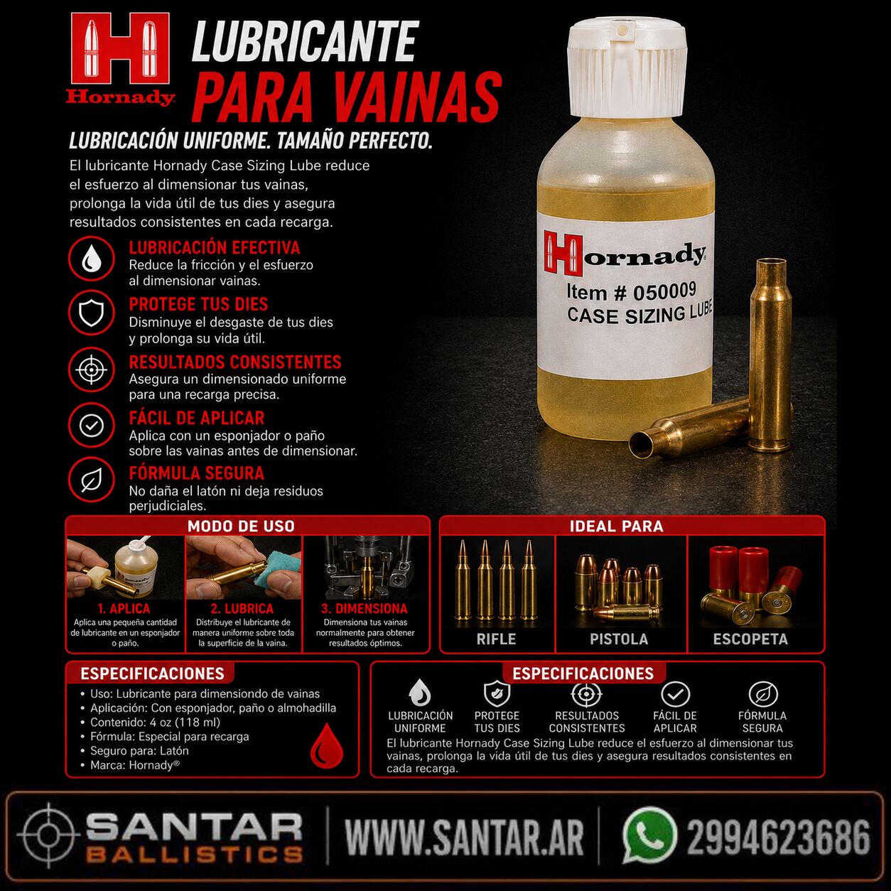 Hornady Lubricante - Santar Ballistics