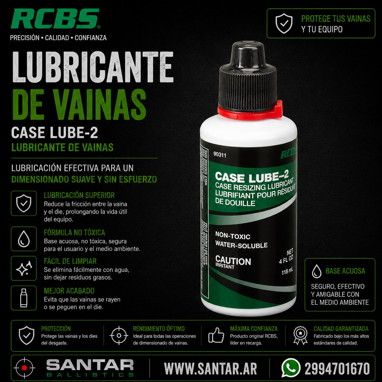 RCBS LUBRICANTE DE VAINAS - Santar Ballistics