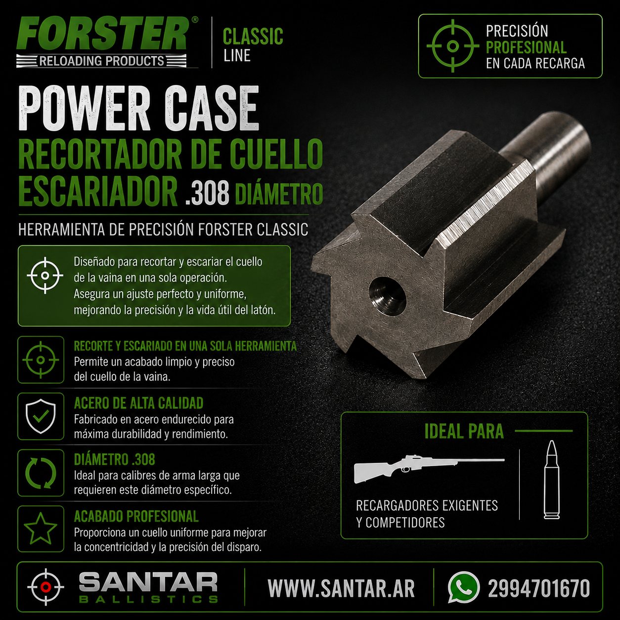 Escoriador Clasic Forster calibre .308 - Santar Ballistics