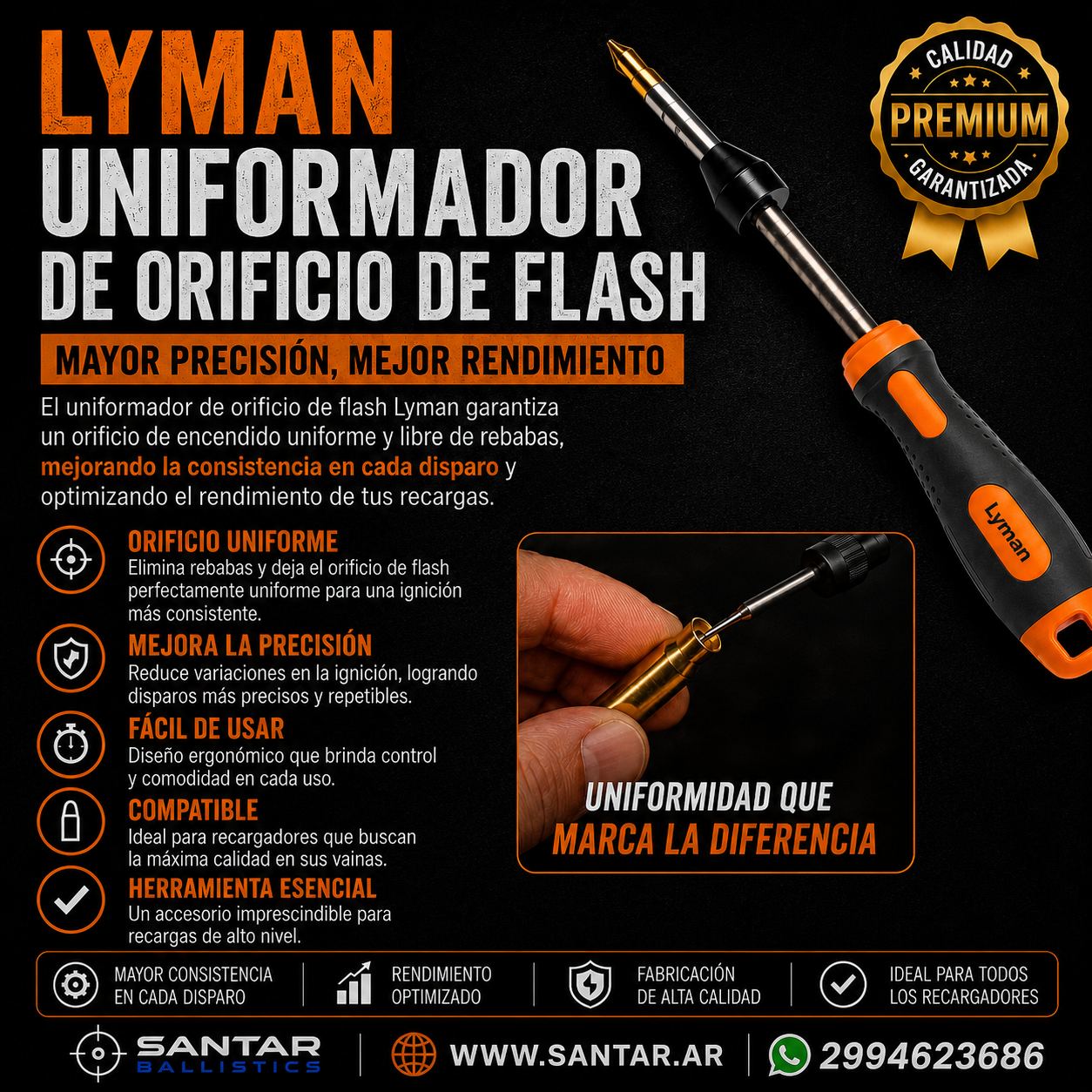 Lyman unidicador flash fire - Santar Ballistics