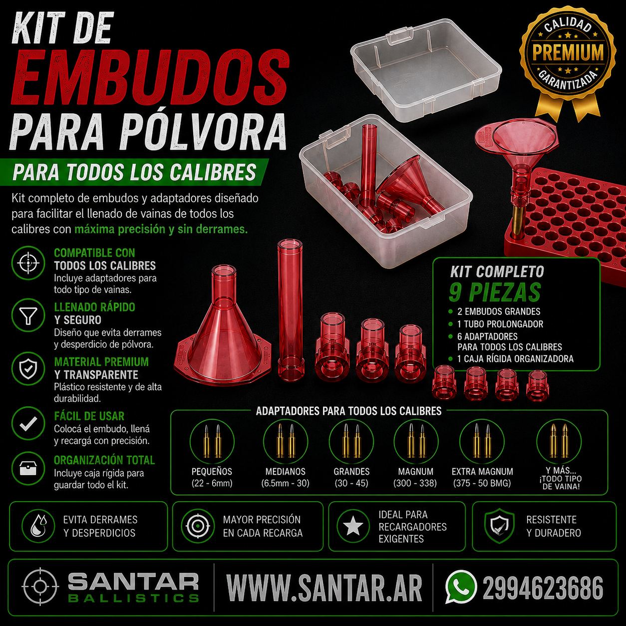 MTM Kit de embudo universal - Santar Ballistics