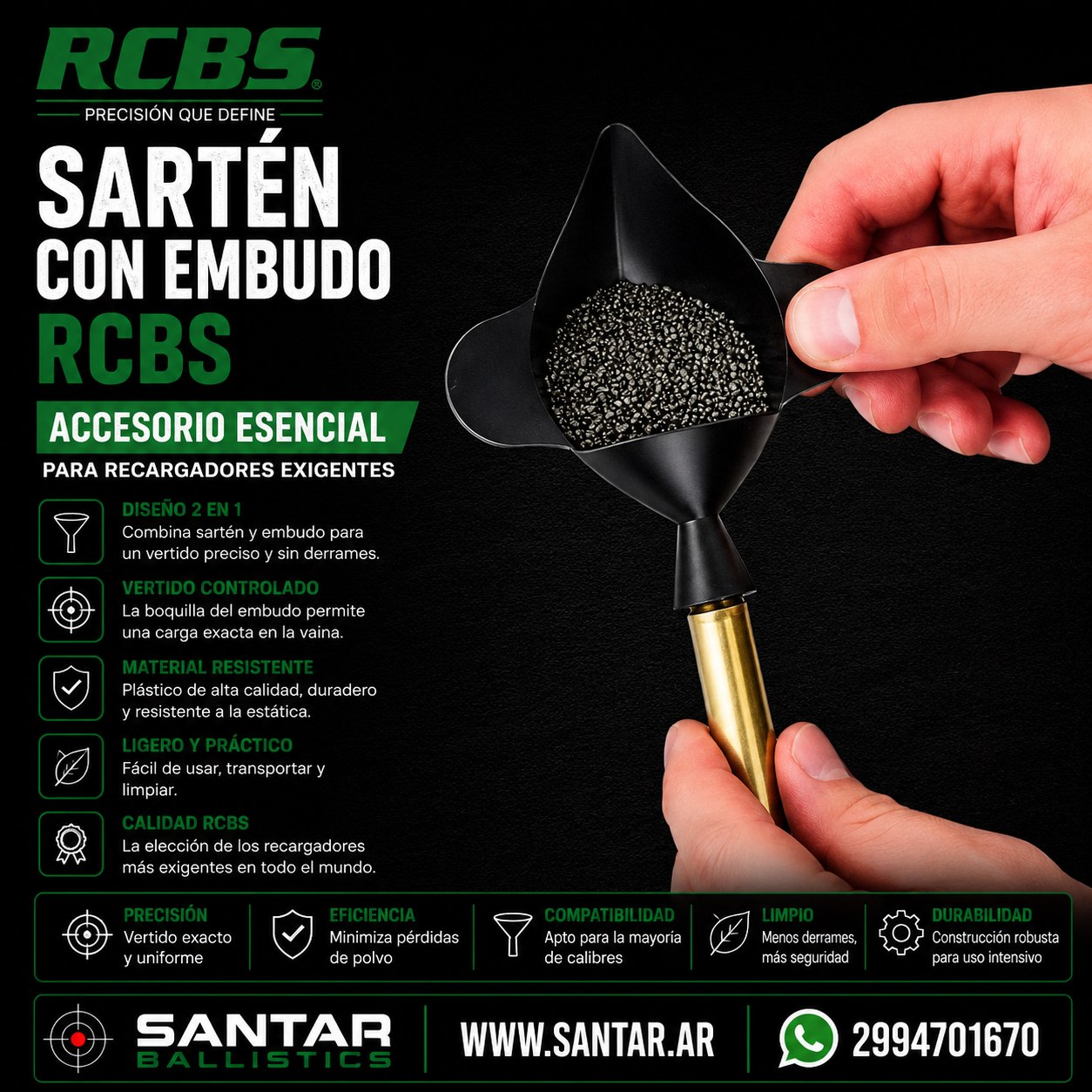 SARTEN CON EMBUDO RCBS - Santar Ballistics