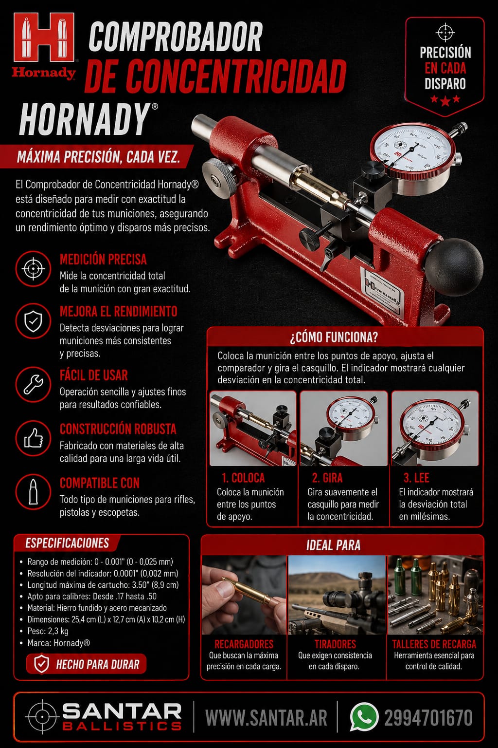 HORNADY concentrity tool - Torno de cuello - Santar Ballistics