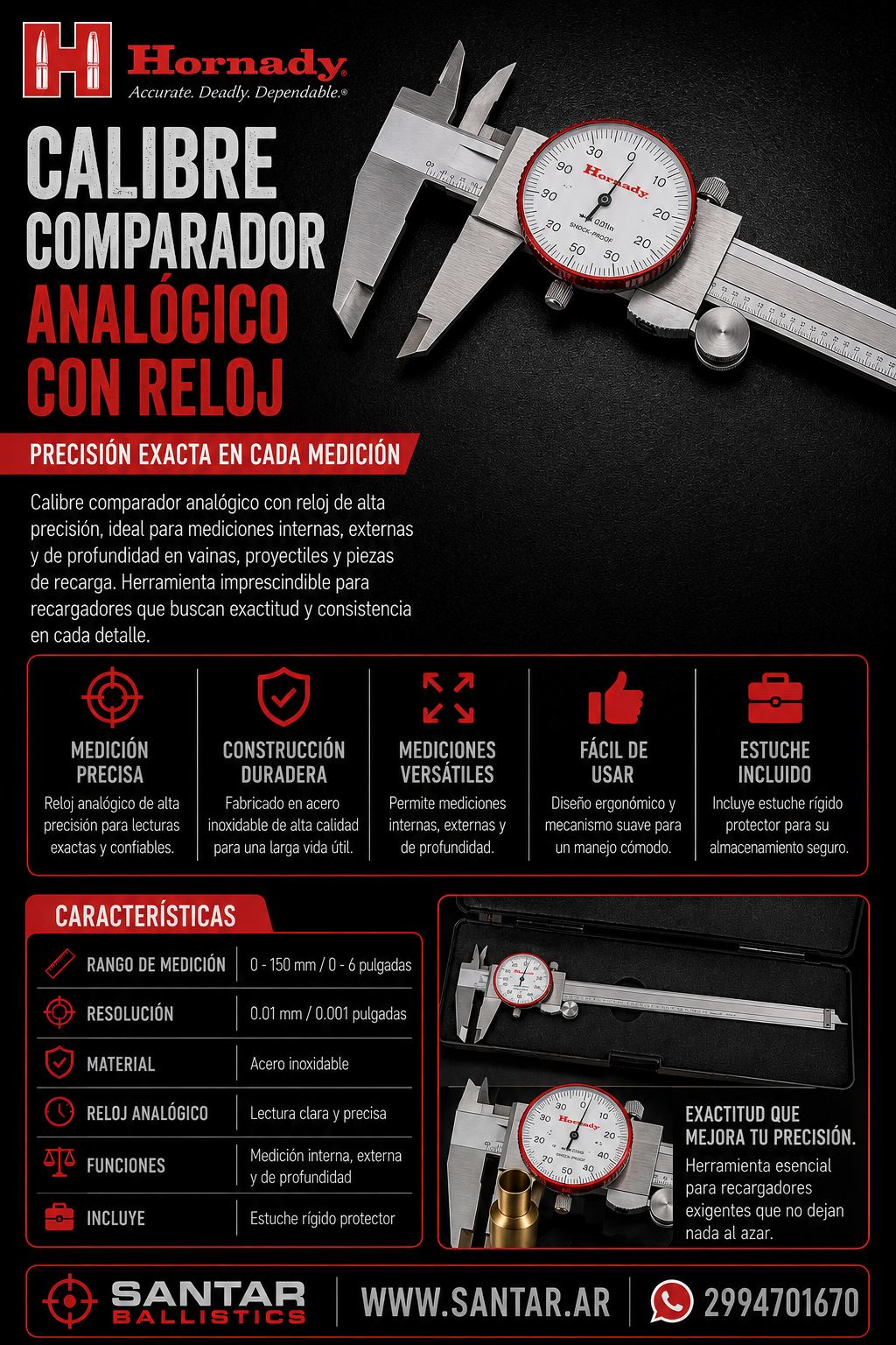 Calibre con Dial Hornady - Santar Ballistics