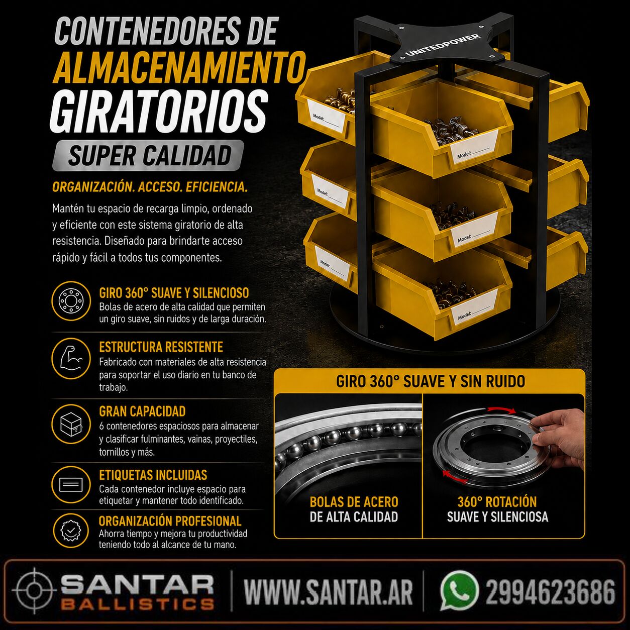 Contenedores de Almacenamiento Giratorios - Super calidad - Santar Ballistics