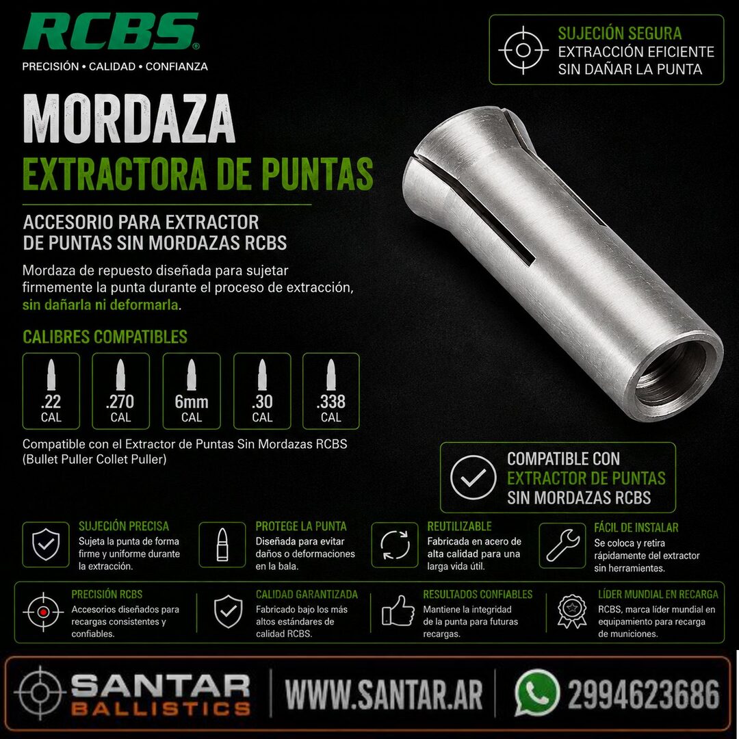 RCBS MORDAZA EXTRACTORA DE PUNTAS 6.5 mm - Santar Ballistics