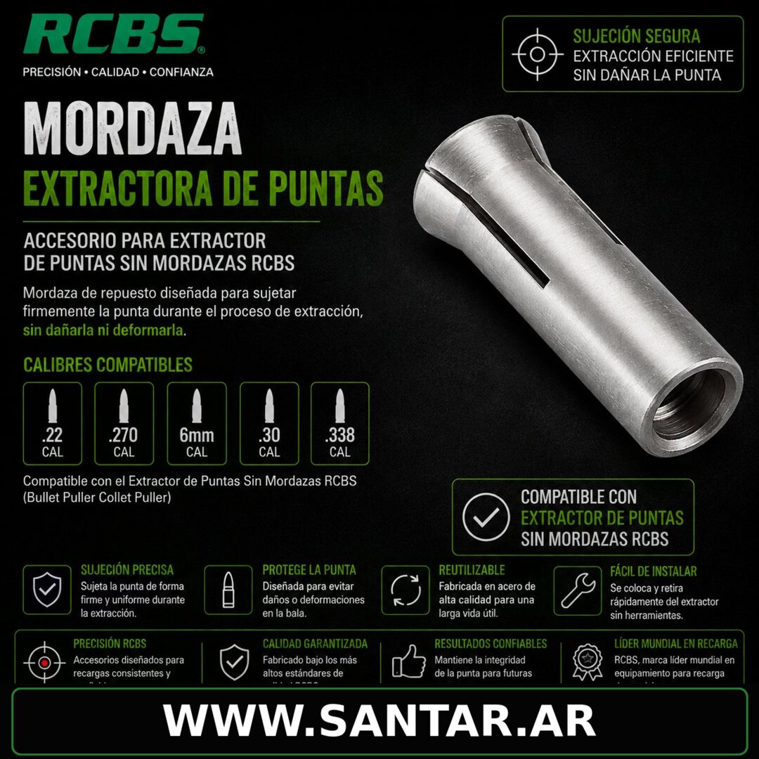 RCBS MORDAZA EXTRACTORA DE PUNTAS 9mm CAL - Santar Ballistics