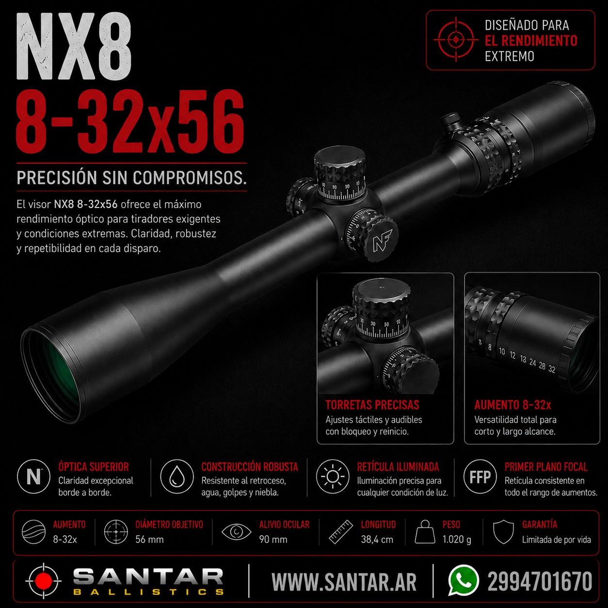 Mira NF NX8 - 8-32x56 - Santar Ballistics