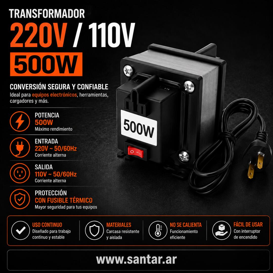 transformador 220/110v - 500w - Santar Ballistics