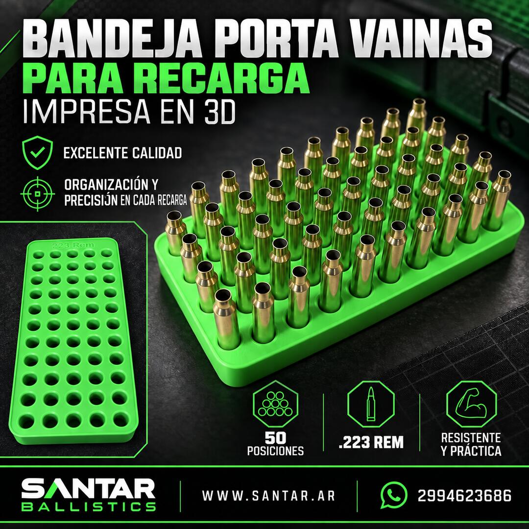 Bandeja Porta Vainas para recarga - IMPRESAS EN 3D - cal .223 - Santar Ballistics