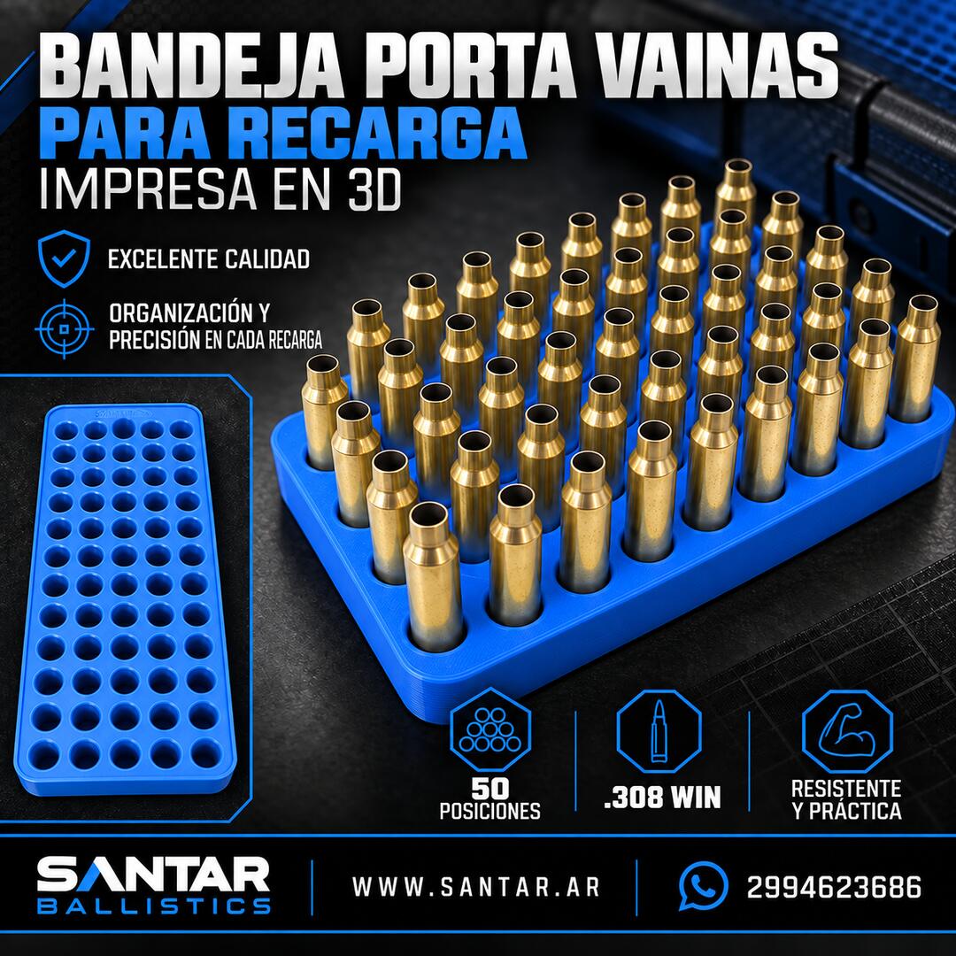 Bandeja Porta Vainas para recarga - IMPRESAS EN 3D - cal .308w - Santar Ballistics