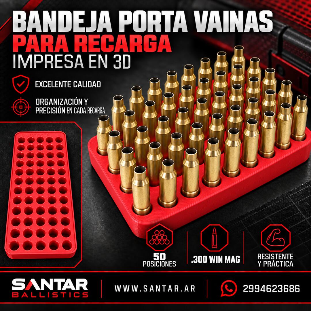 Bandeja Porta Vainas para recarga - IMPRESAS EN 3D - cal .300wm - Santar Ballistics